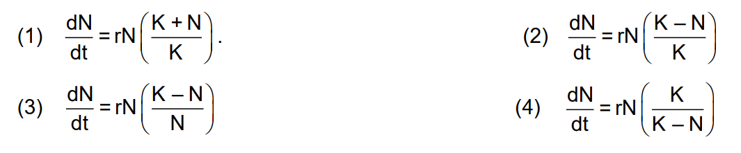 Logistic growth equation options