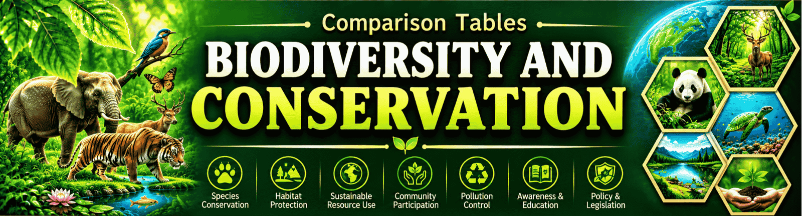 Biodiversity and Conservation comparison tables