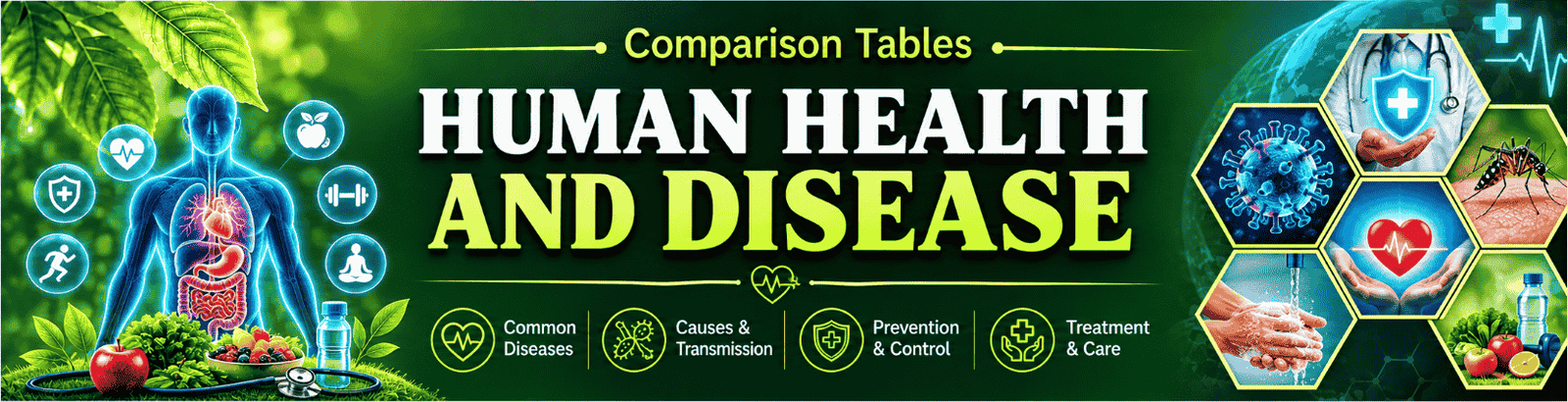Human Health and Disease comparison tables