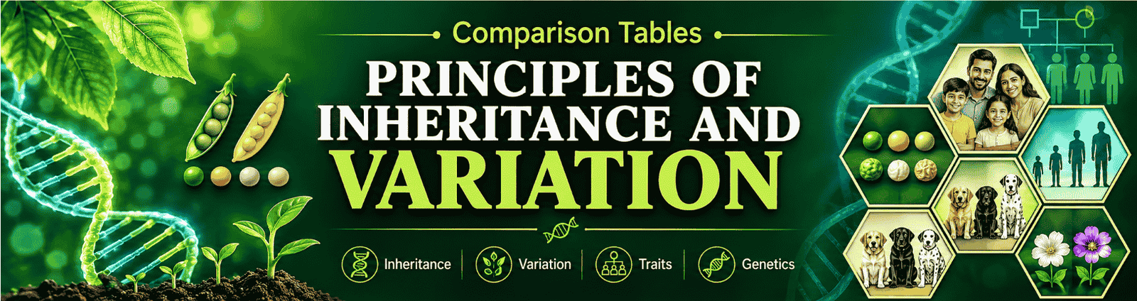 Principles of Inheritance and Variation comparison tables